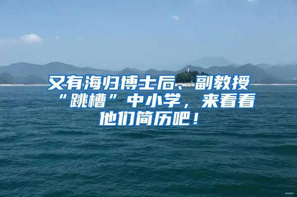 又有海归博士后、副教授“跳槽”中小学，来看看他们简历吧！