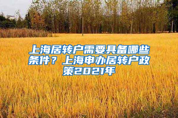 上海居转户需要具备哪些条件？上海申办居转户政策2021年