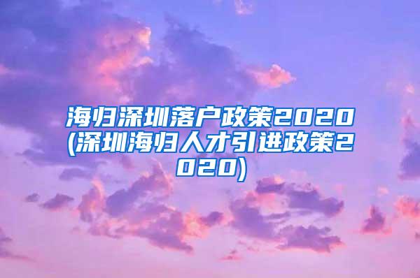 海归深圳落户政策2020(深圳海归人才引进政策2020)