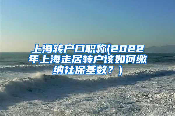 上海转户口职称(2022年上海走居转户该如何缴纳社保基数？)