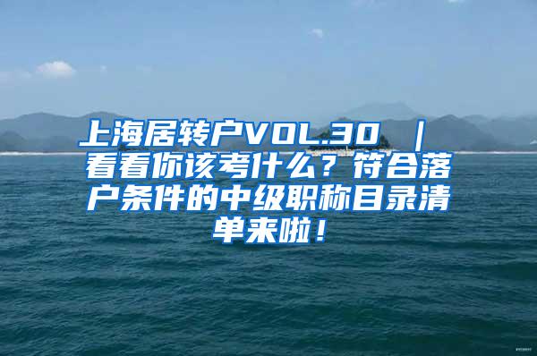 上海居转户VOL.30 ｜ 看看你该考什么？符合落户条件的中级职称目录清单来啦！