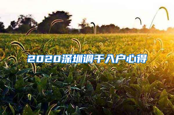 2020深圳调干入户心得