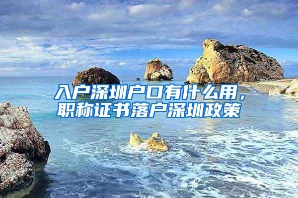 入户深圳户口有什么用，职称证书落户深圳政策