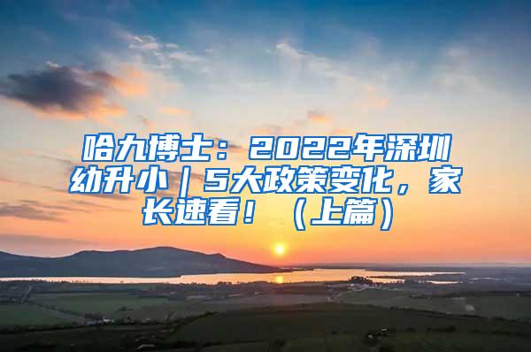 哈九博士：2022年深圳幼升小｜5大政策变化，家长速看！（上篇）