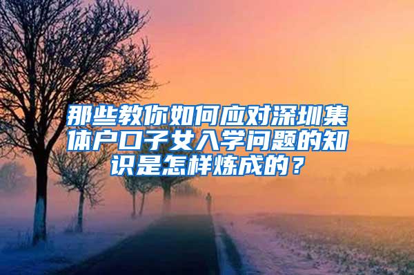 那些教你如何应对深圳集体户口子女入学问题的知识是怎样炼成的？