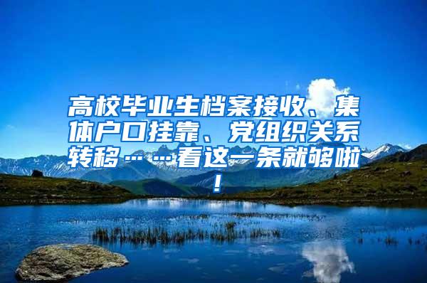 高校毕业生档案接收、集体户口挂靠、党组织关系转移……看这一条就够啦！