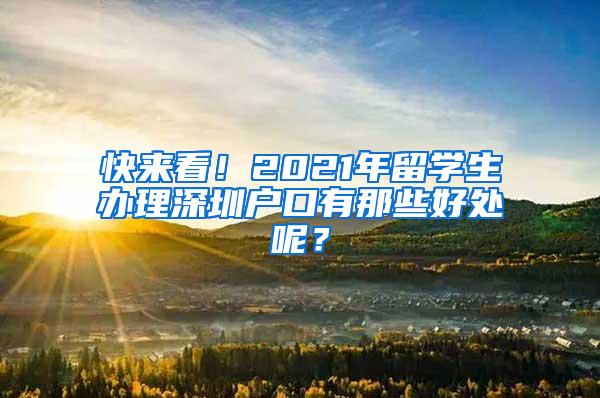 快来看！2021年留学生办理深圳户口有那些好处呢？