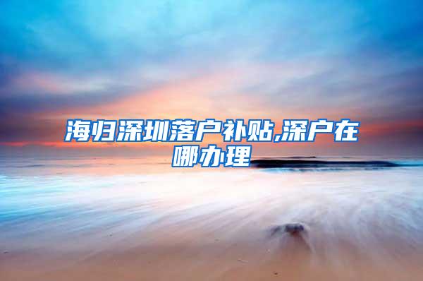 海归深圳落户补贴,深户在哪办理