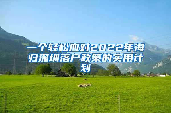 一个轻松应对2022年海归深圳落户政策的实用计划