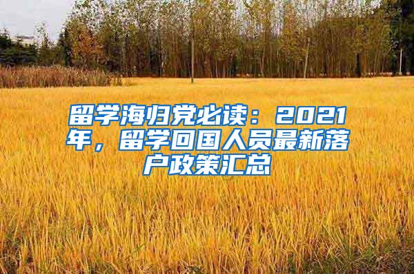 留学海归党必读：2021年，留学回国人员最新落户政策汇总