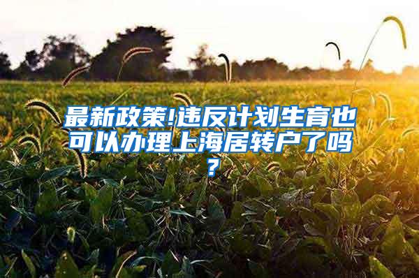 最新政策!违反计划生育也可以办理上海居转户了吗？