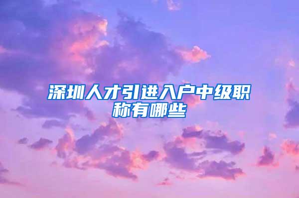 深圳人才引进入户中级职称有哪些