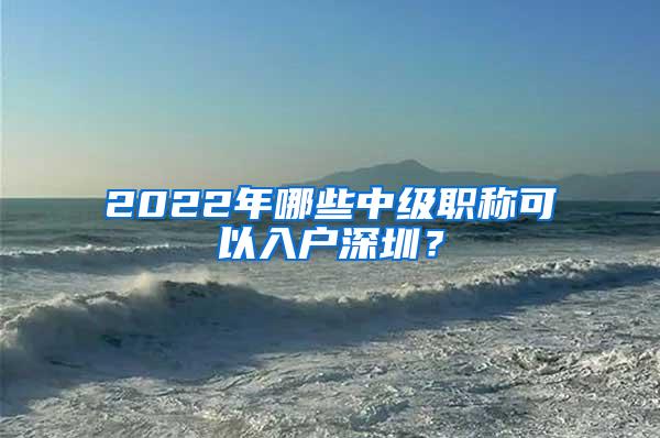 2022年哪些中级职称可以入户深圳？