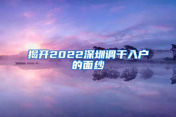 揭开2022深圳调干入户的面纱