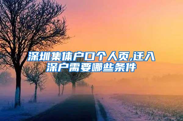 深圳集体户口个人页,迁入深户需要哪些条件