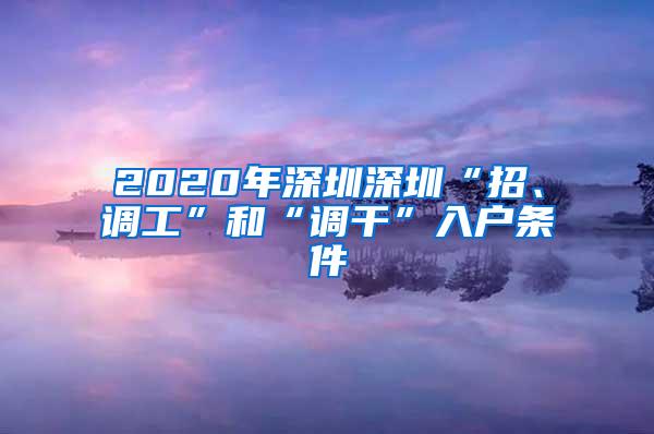 2020年深圳深圳“招、调工”和“调干”入户条件