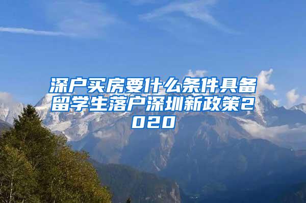 深户买房要什么条件具备留学生落户深圳新政策2020