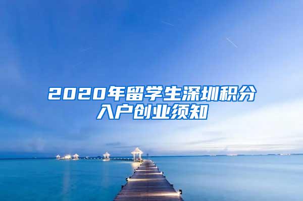 2020年留学生深圳积分入户创业须知