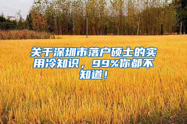 关于深圳市落户硕士的实用冷知识，99%你都不知道！