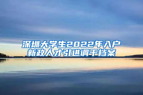 深圳大学生2022年入户新政人才引进调干档案