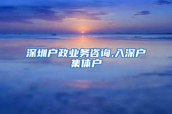 深圳户政业务咨询,入深户集体户