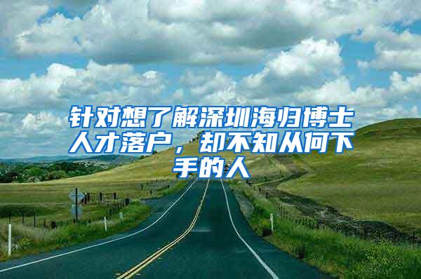 针对想了解深圳海归博士人才落户，却不知从何下手的人