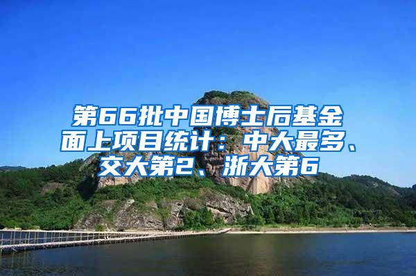 第66批中国博士后基金面上项目统计：中大最多、交大第2、浙大第6