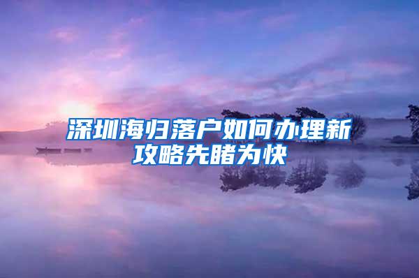 深圳海归落户如何办理新攻略先睹为快