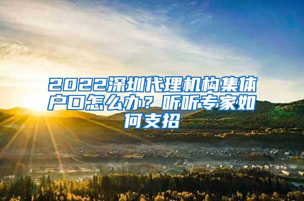 2022深圳代理机构集体户口怎么办？听听专家如何支招