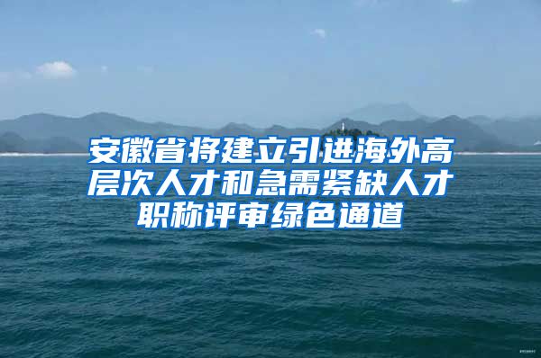 安徽省将建立引进海外高层次人才和急需紧缺人才职称评审绿色通道