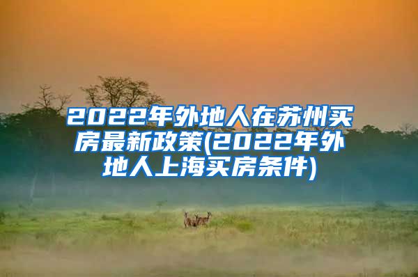 2022年外地人在苏州买房最新政策(2022年外地人上海买房条件)