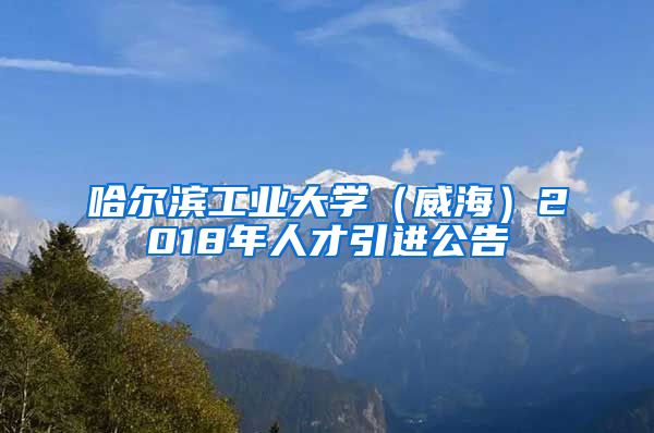 哈尔滨工业大学（威海）2018年人才引进公告