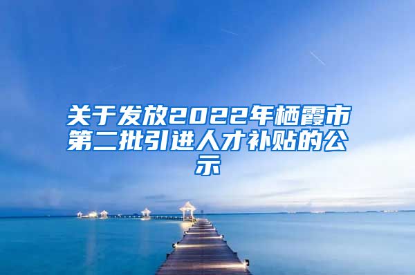 关于发放2022年栖霞市第二批引进人才补贴的公示