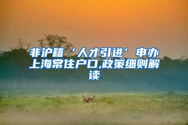 非沪籍‘人才引进’申办上海常住户口,政策细则解读