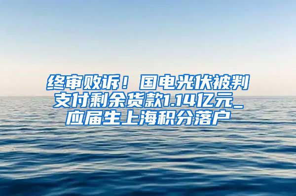 终审败诉！国电光伏被判支付剩余货款1.14亿元_应届生上海积分落户