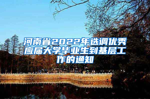 河南省2022年选调优秀应届大学毕业生到基层工作的通知