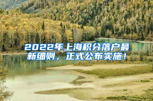 2022年上海积分落户最新细则，正式公布实施！