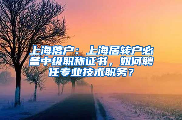 上海落户：上海居转户必备中级职称证书，如何聘任专业技术职务？