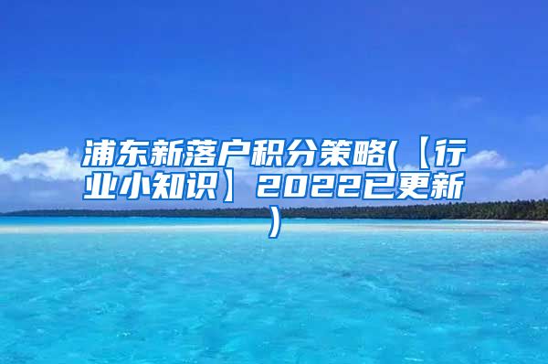 浦东新落户积分策略(【行业小知识】2022已更新)