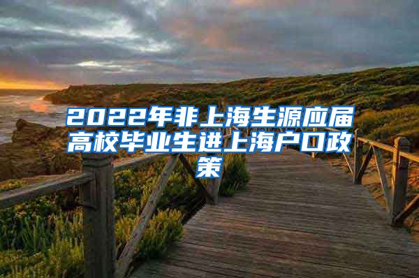 2022年非上海生源应届高校毕业生进上海户口政策