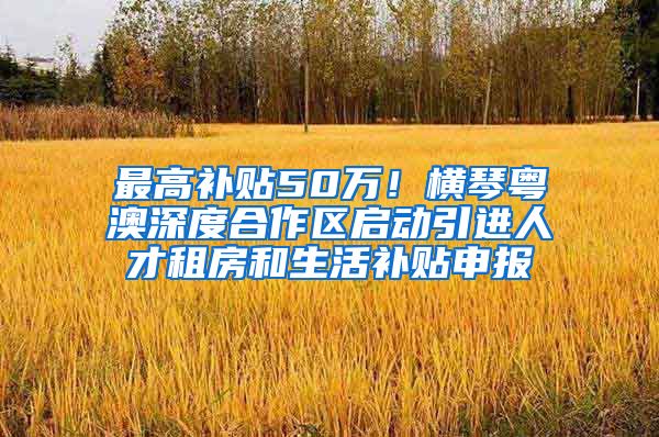 最高补贴50万！横琴粤澳深度合作区启动引进人才租房和生活补贴申报