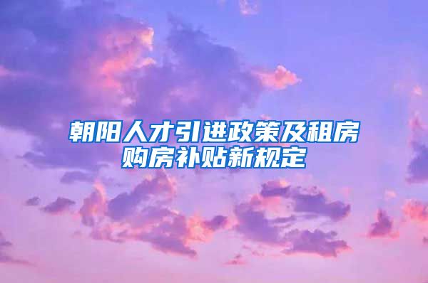 朝阳人才引进政策及租房购房补贴新规定