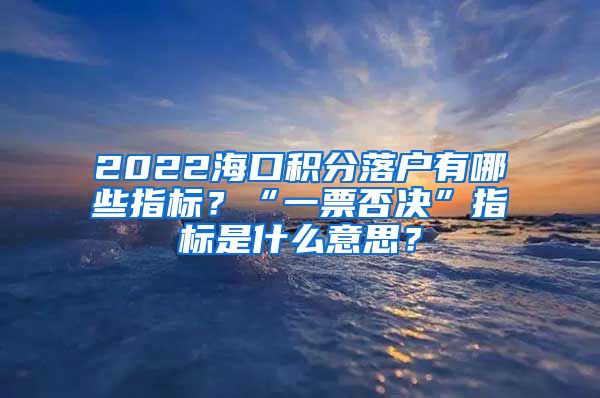 2022海口积分落户有哪些指标？“一票否决”指标是什么意思？