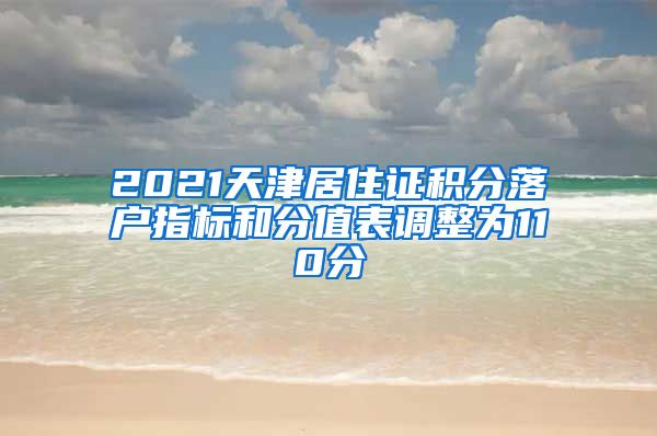 2021天津居住证积分落户指标和分值表调整为110分