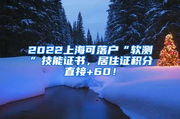 2022上海可落户“软测”技能证书，居住证积分直接+60！