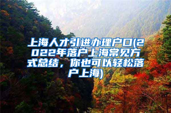 上海人才引进办理户口(2022年落户上海常见方式总结，你也可以轻松落户上海)