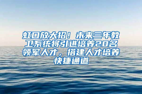 虹口放大招！未来三年教卫系统将引进培养20名领军人才，搭建人才培养快捷通道