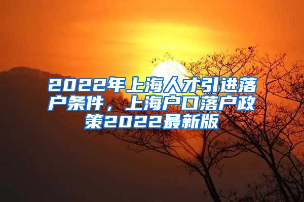 2022年上海人才引进落户条件，上海户口落户政策2022最新版