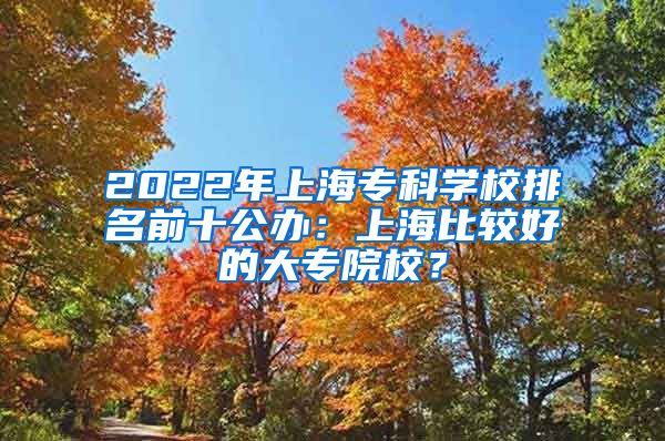 2022年上海专科学校排名前十公办：上海比较好的大专院校？