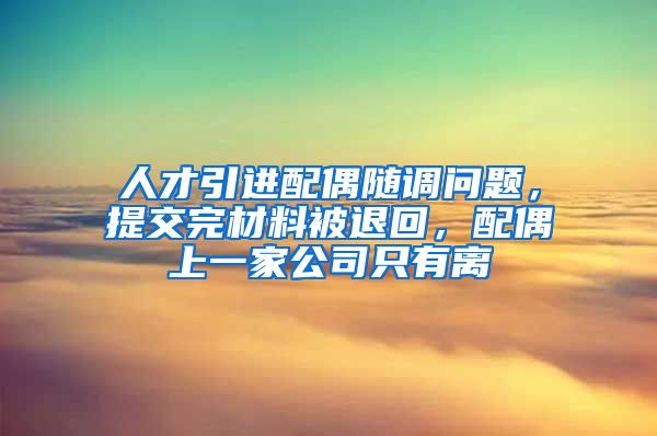 人才引进配偶随调问题，提交完材料被退回，配偶上一家公司只有离